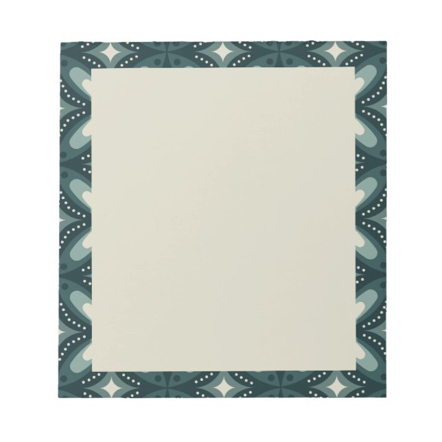 Retro Green Geometric Pattern Notepad (Front)