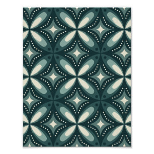 Retro Green Geometric Pattern Photo Print