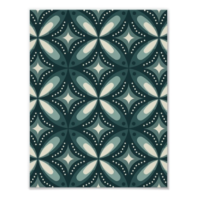 Retro Green Geometric Pattern Photo Print (Front)