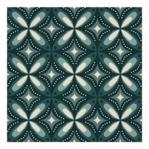Retro Green Geometric Pattern Photo Print