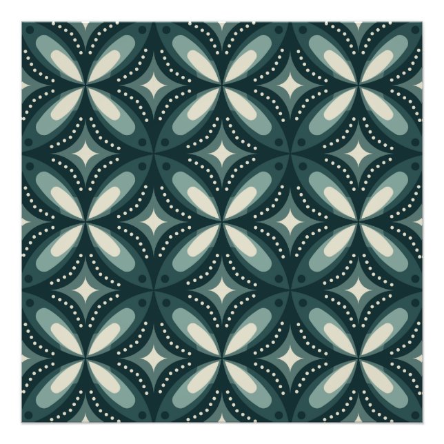 Retro Green Geometric Pattern Photo Print (Front)