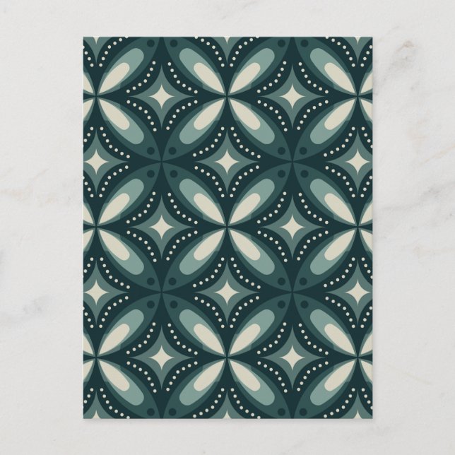 Retro Green Geometric Pattern Postcard (Front)