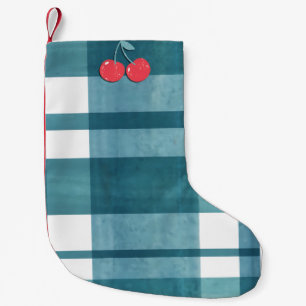 Retro green gingham small christmas stocking