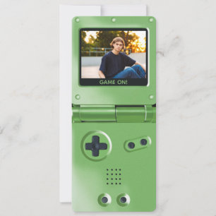 Retro Green Handheld Gaming II Birthday Invitation
