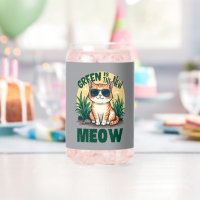 Retro "Green Is The New Meow" Cool Cat Nature Art