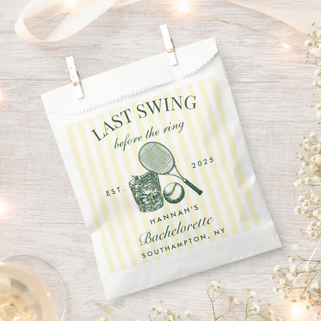 Retro Green Last Swing Before The Ring Tennis Bach Favour Bag (Clipped)