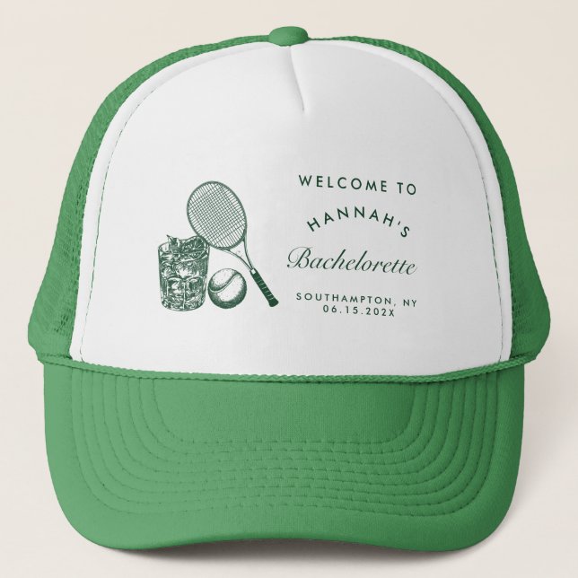 Retro Green Last Swing Before The Ring Tennis Bach Trucker Hat (Front)