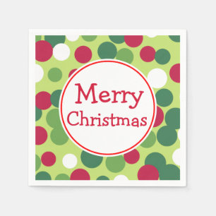 Retro Green Merry Christmas Party Napkins