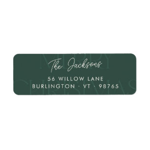 Retro Green Merry Christmas Return Address Label