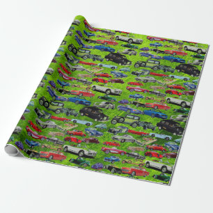 Retro Green Old Auto Vintage Wrapping Paper
