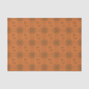 Retro Green Orange Pattern Custom Business Logo Tissue Paper