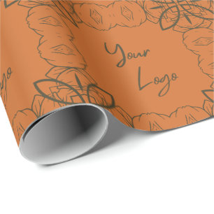 Retro Green Orange Pattern Custom Business Logo  Wrapping Paper