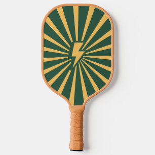 Retro Green Orange Sunburst 2 Side Different  Pickleball Paddle