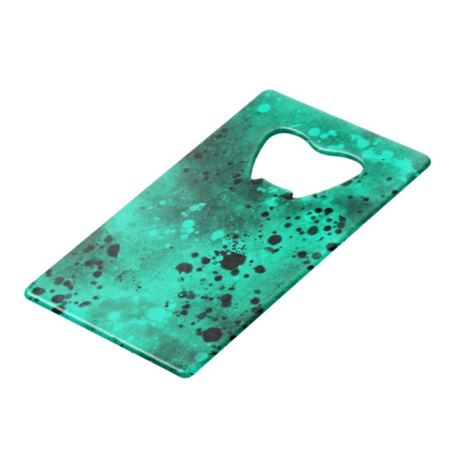 Retro Green Paint Splatter Bottle Opener (Front Angled)