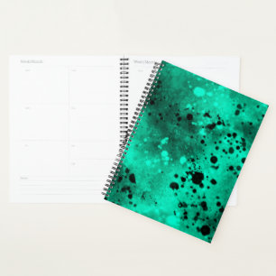 Retro Green Paint Splatter Effect Planner