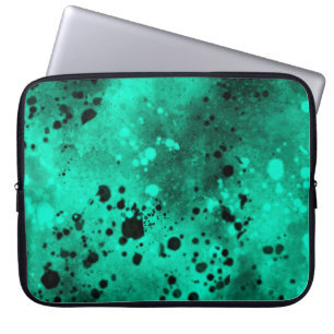 Retro Green Paint Splatter  Laptop Sleeve