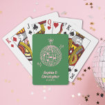 Retro Green & Pink Disco Ball Wedding Personalised Playing Cards<br><div class="desc">Add some retro flair to your wedding celebration with our Retro Green & Pink Disco Ball Wedding Personalised Playing Cards. Featuring a fun disco ball graphic, these playing cards are perfect for adding a pop of colour to your event. Personalise them with your names and wedding date to create a...</div>