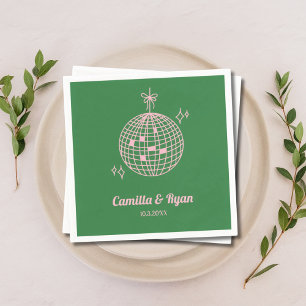 Retro Green & Pink Disco Wedding Decor Napkins