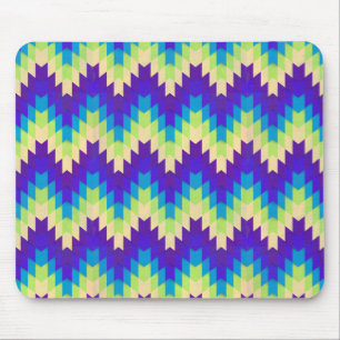 Retro Green & Purple Wacky Geometric Pattern Mouse Pad