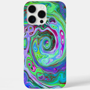 Retro Green, Red and Magenta Abstract Groovy Swirl iPhone 16 Pro Max Case