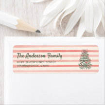 Retro Green Red Hand Drawn Ribbons Tree Christmas