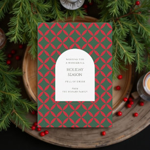 Retro Green Red Mid Century Modern Holiday Card