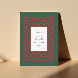 Retro Green Red Mid Century Modern Holiday Card