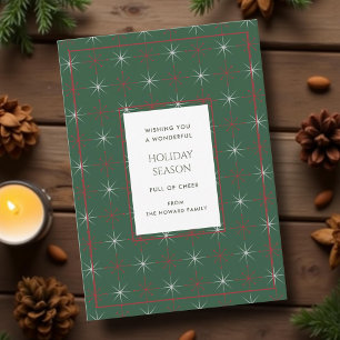 Retro Green Red Mid Century Modern Holiday Card