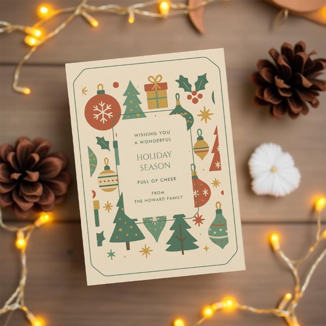 Retro Green Red Mid Century Modern Holiday Card  (Creator Uploaded)