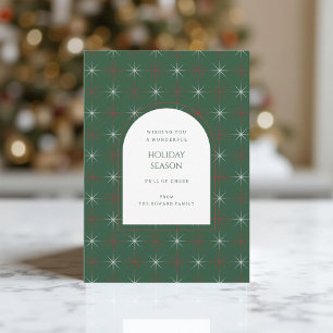 Retro Green Red Mid Century Modern Holiday Card