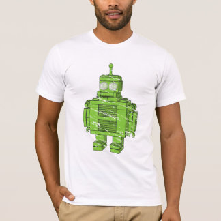 Retro Green Robot with Scratches T-Shirt