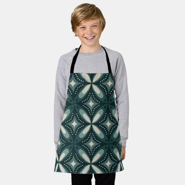 retro green shapes apron (Worn)