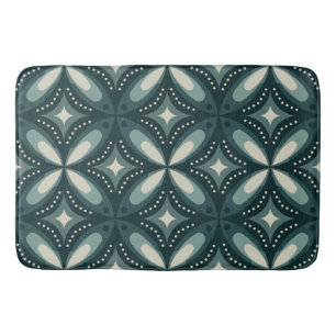 retro green shapes bath mat