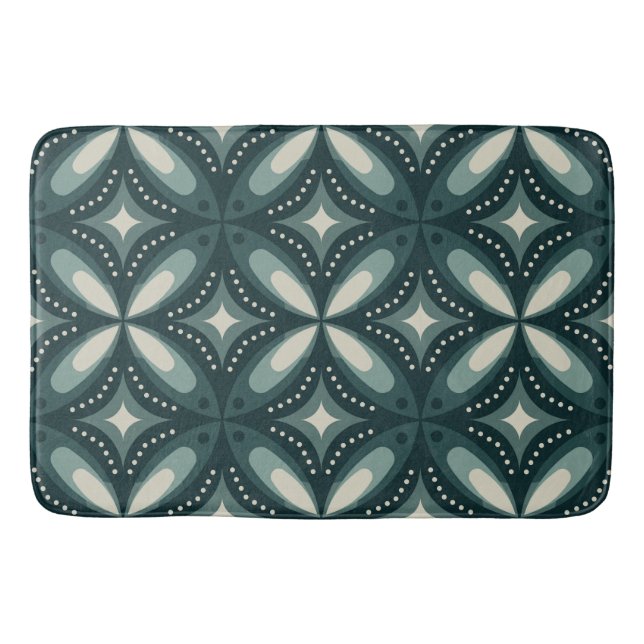 retro green shapes bath mat (Front)