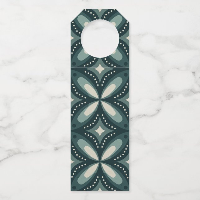 retro green shapes bottle tag (Front)