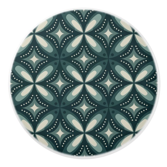 retro green shapes ceramic knob (Front)