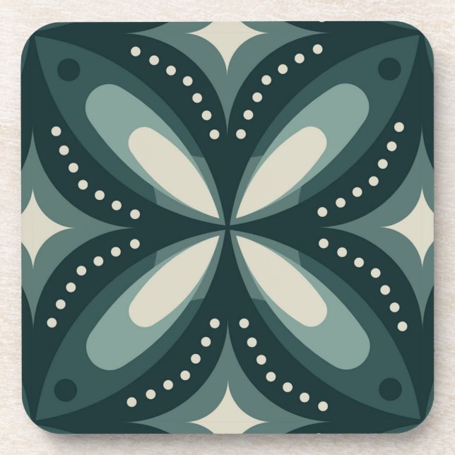 retro green shapes coaster (Front)