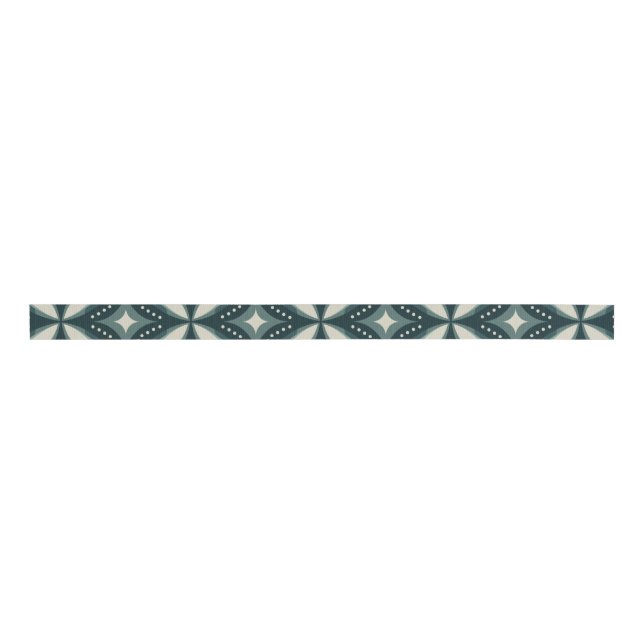 retro green shapes grosgrain ribbon (Front)