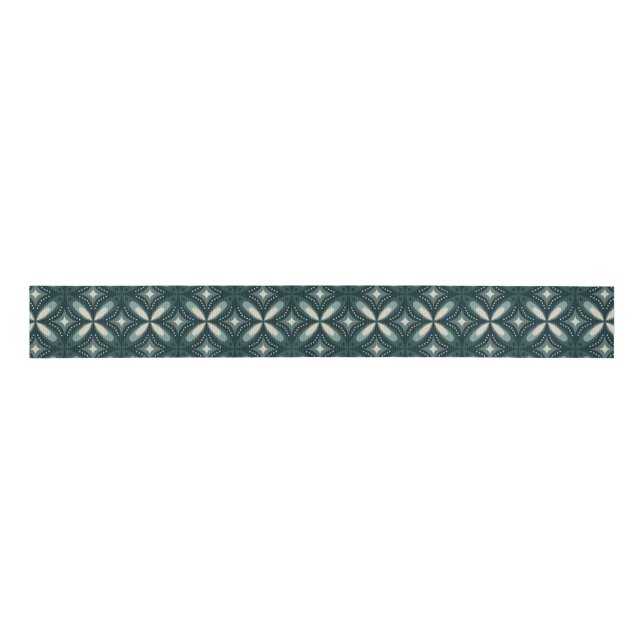 retro green shapes grosgrain ribbon (Front)