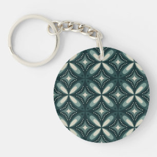 retro green shapes key ring