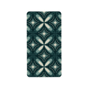 retro green shapes label