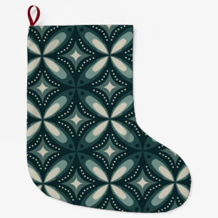 retro green shapes large christmas stocking