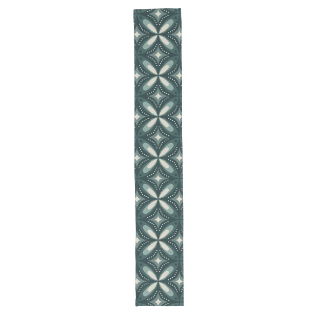 retro green shapes long table runner (Front)