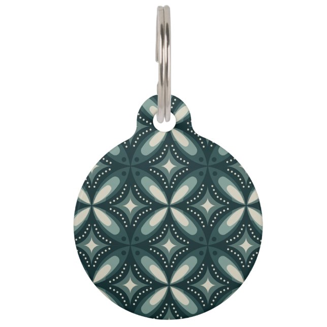 retro green shapes pet tag (Front)