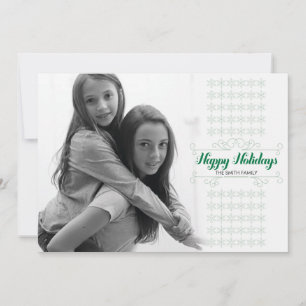 Retro Green Snowflake Band Holiday Card