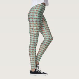 Retro Green Stamps Leggings