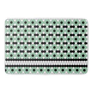 Retro Green Tile Flower Design Bath Mat