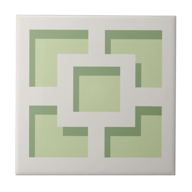 Retro Green Trellis Ceramic Tile (Front)