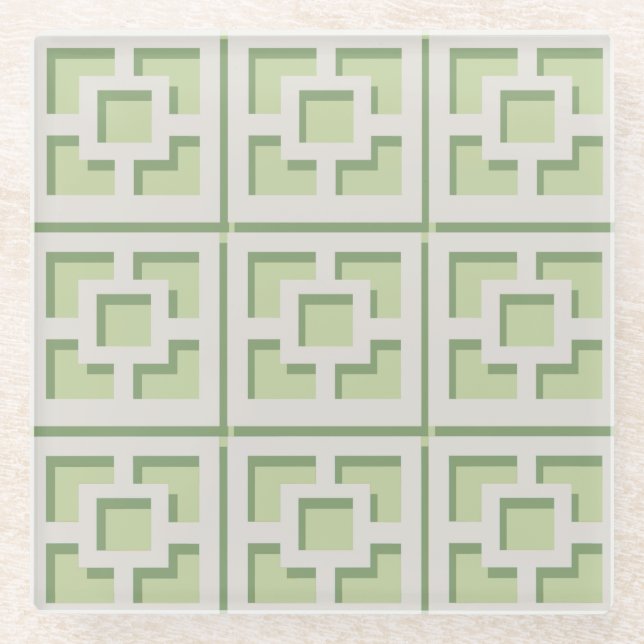 Retro Green Trellis Coaster (Front)