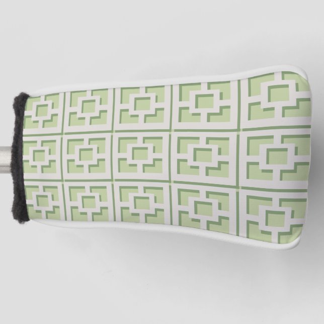 Retro Green Trellis Golf Head Cover (Front)